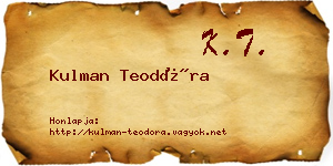 Kulman Teodóra névjegykártya